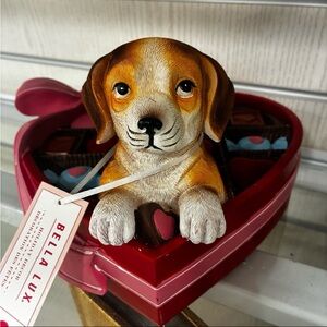Bella Lux Valentine's Day Puppy Dog in Box of Chocolates Heart NWT